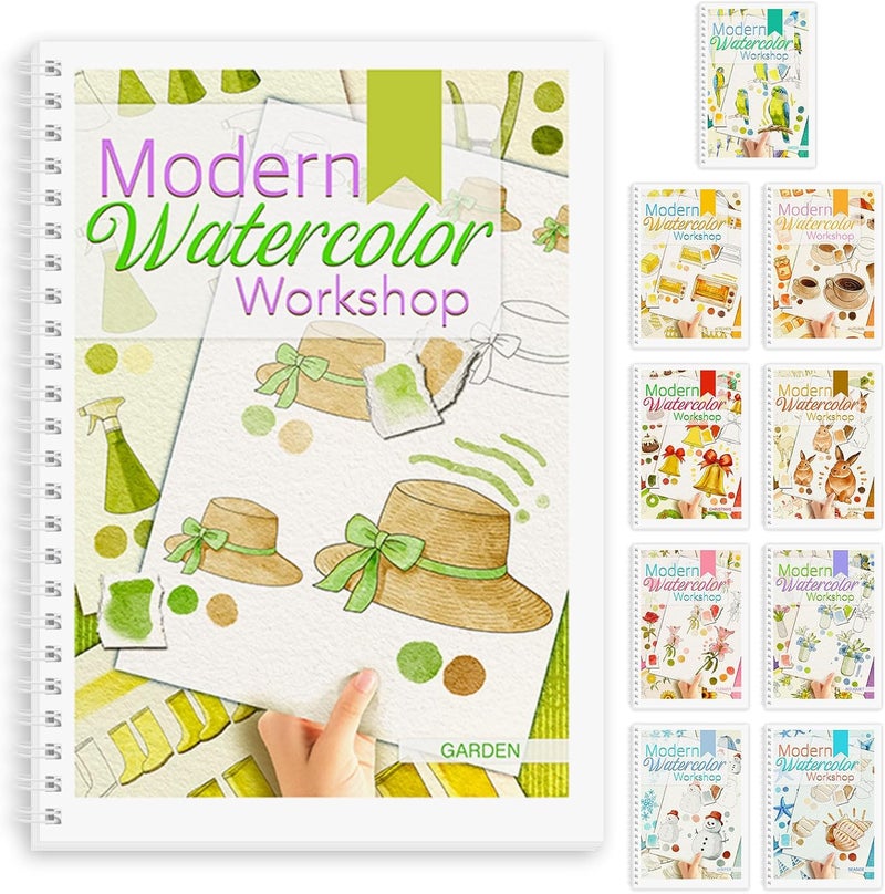 ADEVIAN Watercolor Workbook, Watercolor Workbook Paint Book Beginner Friendly, 12 Different Patterns Stress-Relieving Art Crafts for Creative Exploration Gift for Women Adults Teens (Garden, 1) - Image 1